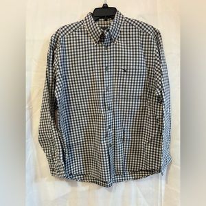 Eddie Bauer M Button Down Shirt Mens‎ Blue and White Check 100% Cotton